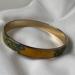 Erwin Pearl Van Gogh Museum Irises Enamel Bangle Bracelet 22K Gold Plated